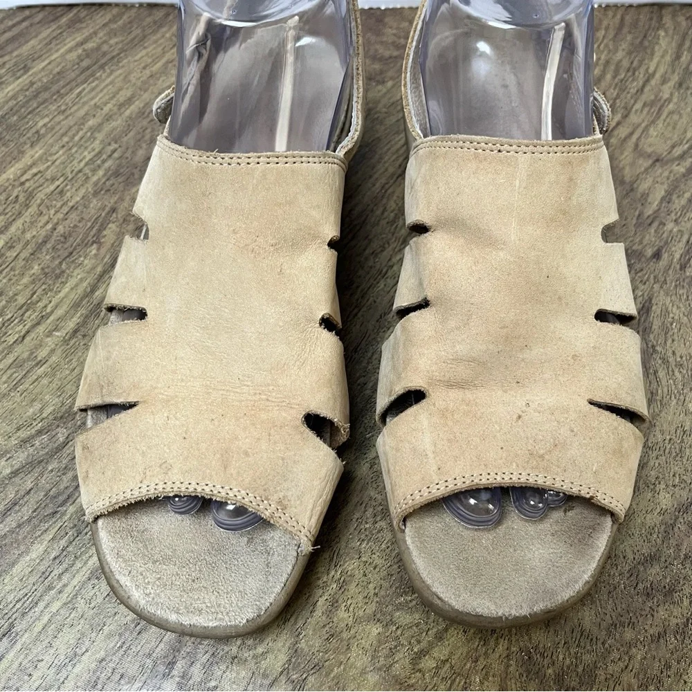 ECCO Beige Leather Wedge Sandals Size 39